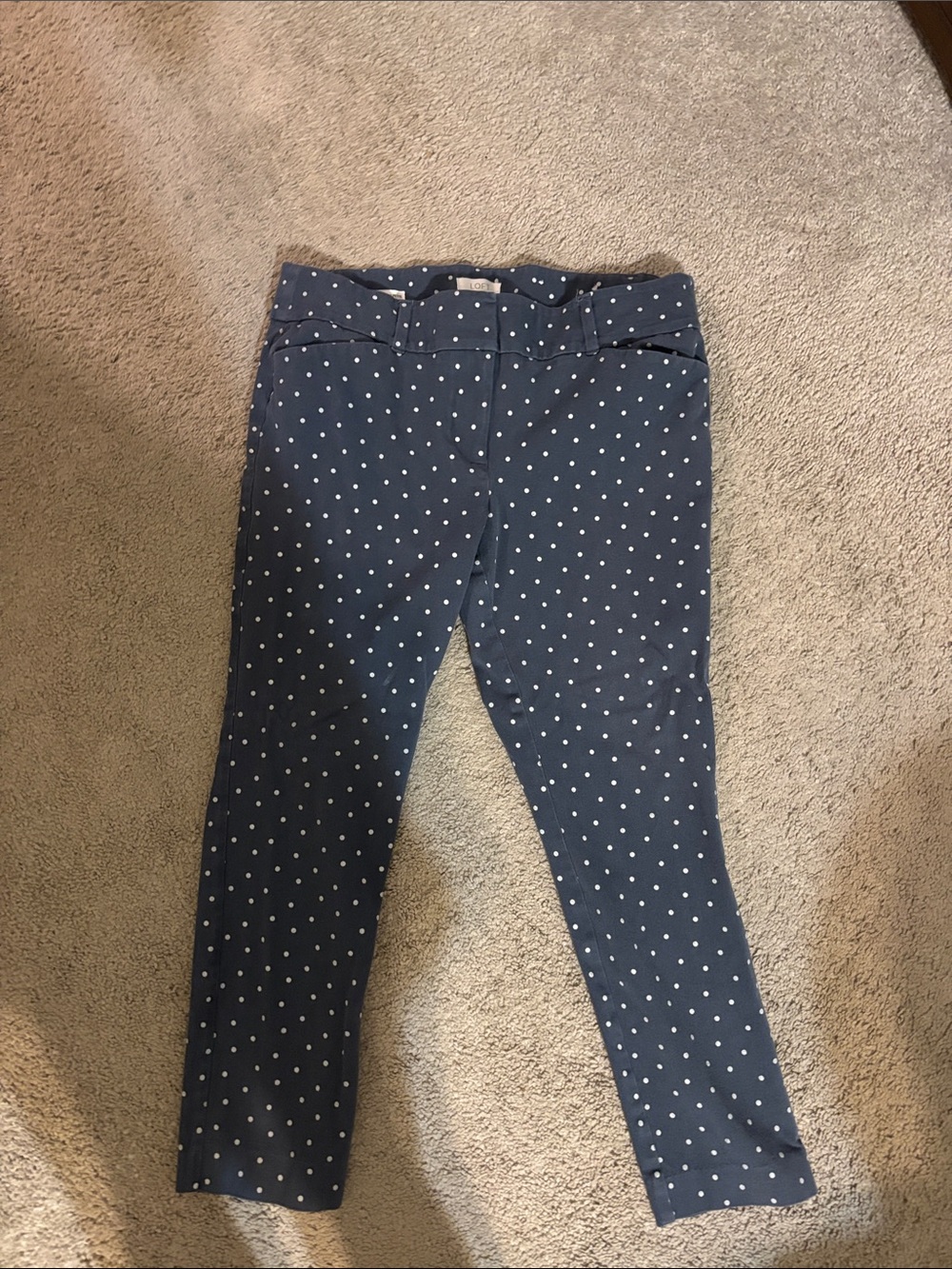 LOFT Navy Blue Polka Dot Skinny Jeans